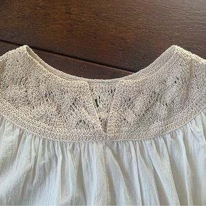Cream Smocked Bib Collar Blouse